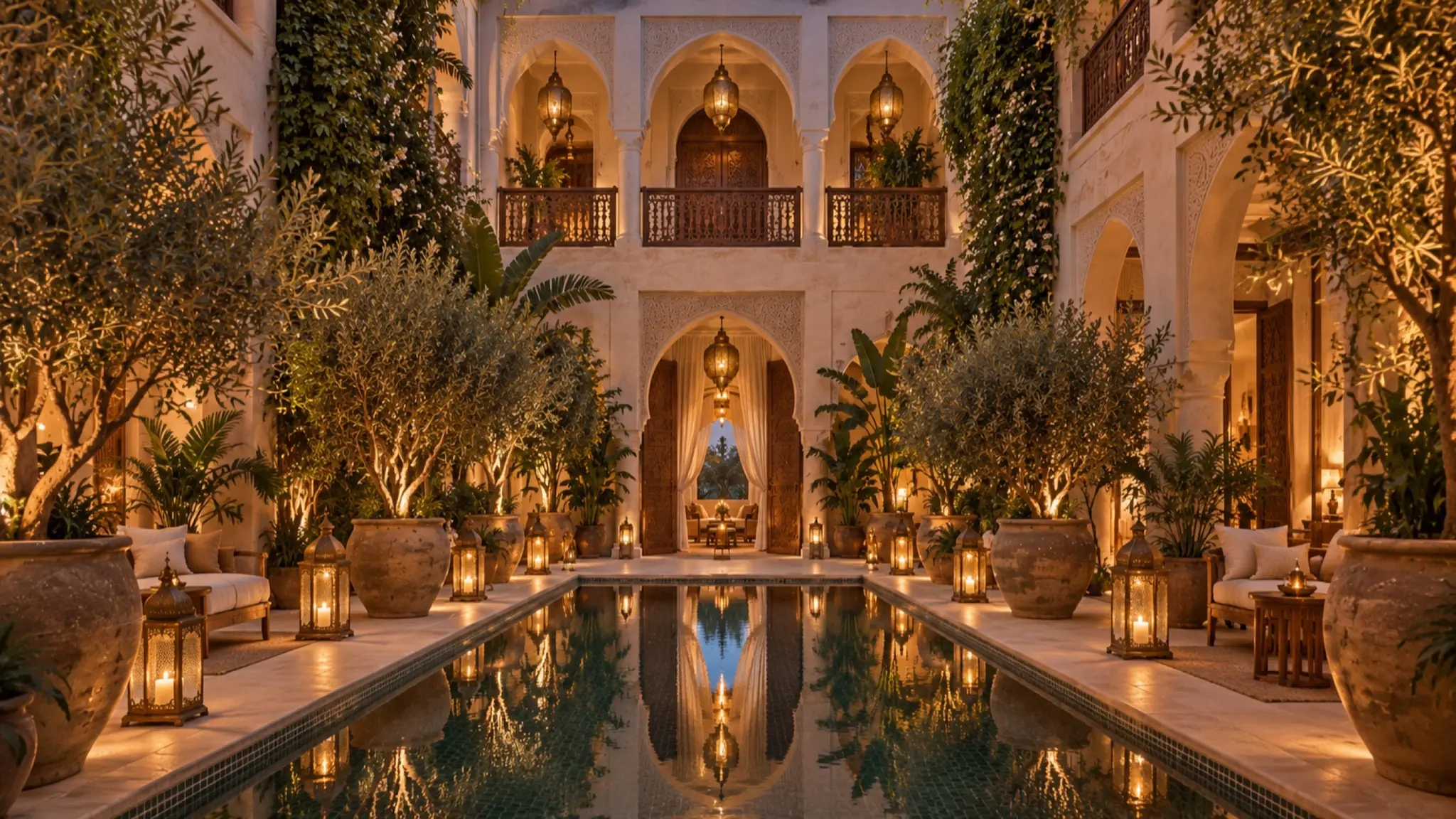 Courtyard at blue hour
