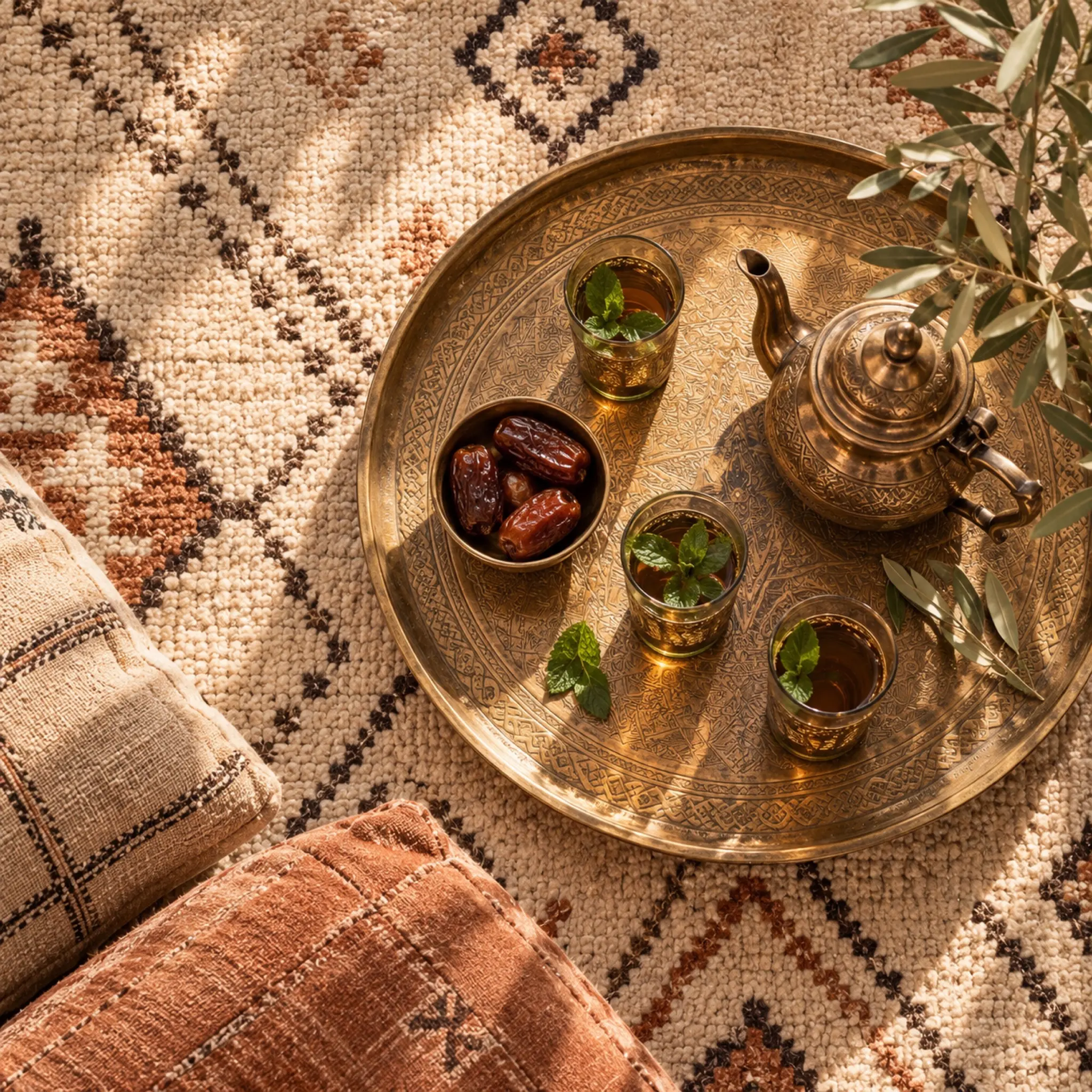 Berber rug and tea tray